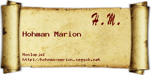 Hohman Marion névjegykártya